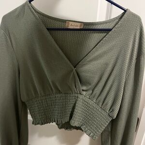 Altard State Sage Green Smocked Crop Top